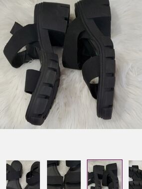Madden Girl Black Chunky Platform Sandals with Elastic Cross Straps